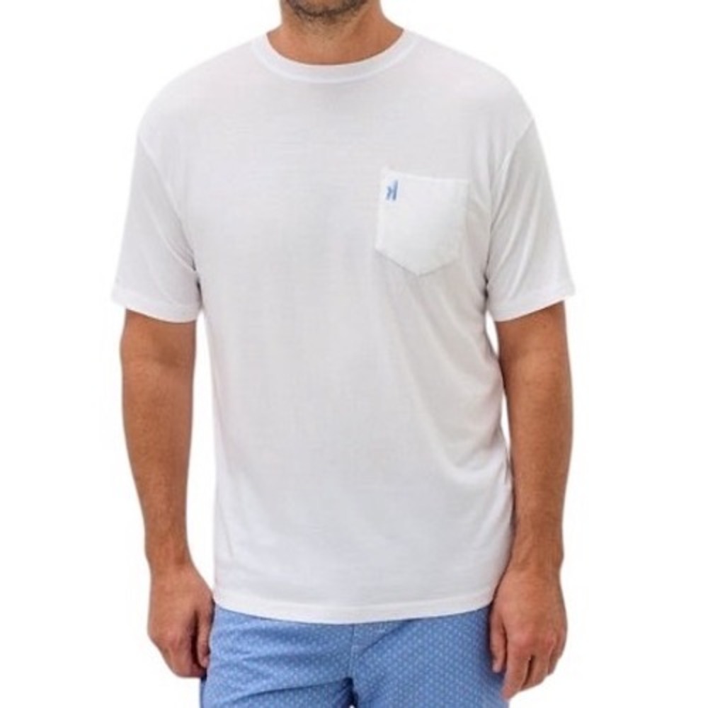 johnnie-O Dale Mens XXL White Cotton Pocket T-Shirt 100% Cotton Short Sleeve Tee